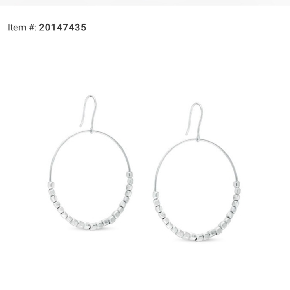 Zales Sterling Silver beaded hoop earrings.